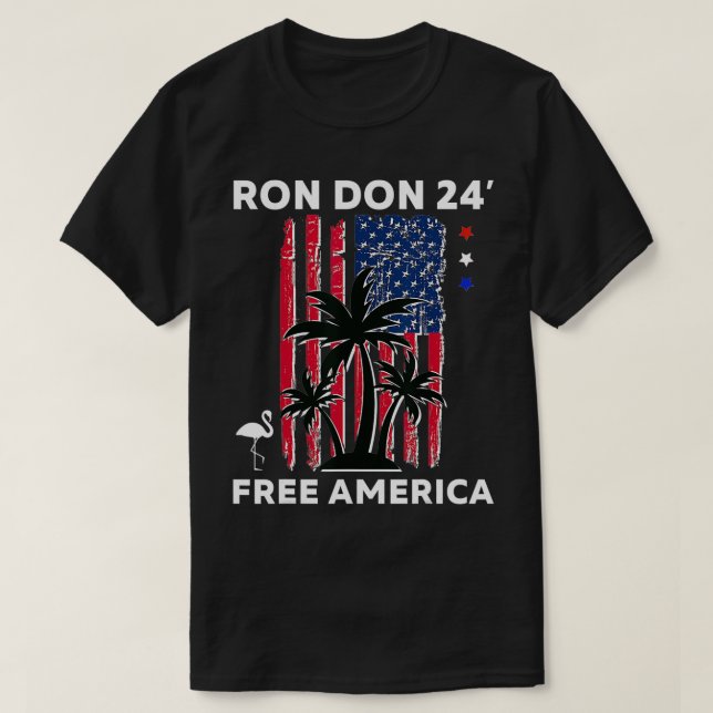 Camiseta Trump DeSantis 2024 Ron Don 24' American Flag Flam (Frente do Design)