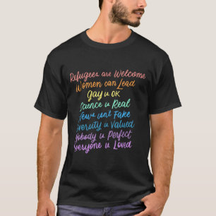 Camiseta Trump Diversity Science Refugiados amam mulheres d