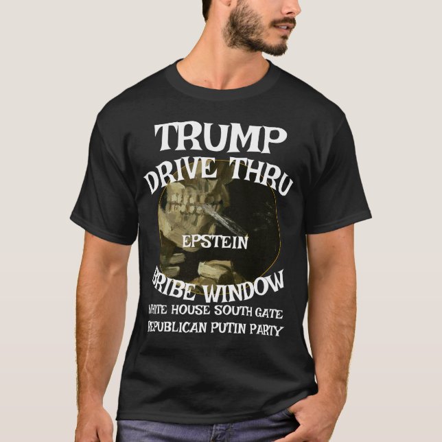 Camiseta Trump Drive Através de EPSTEIN Bribe Window White  (Frente)