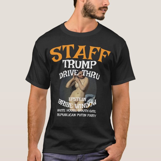 Camiseta Trump Drive através do EPSTEIN Bribe Window Funcio (Frente)