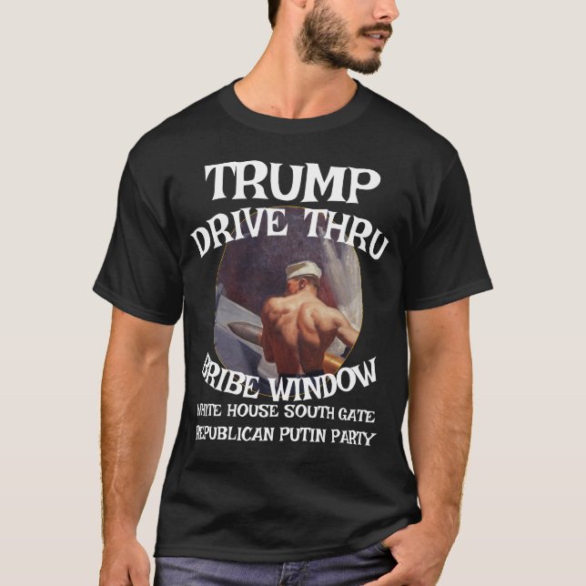 Camiseta Trump Drive Por Bribe Janela Branca WH (Frente)