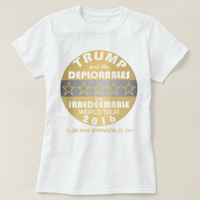 Camiseta Trump E Deplorables World Tour Engraçam (Frente do Design)