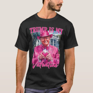 Camiseta Trump É Meu Coração De São Valentim Engraçado Rosa