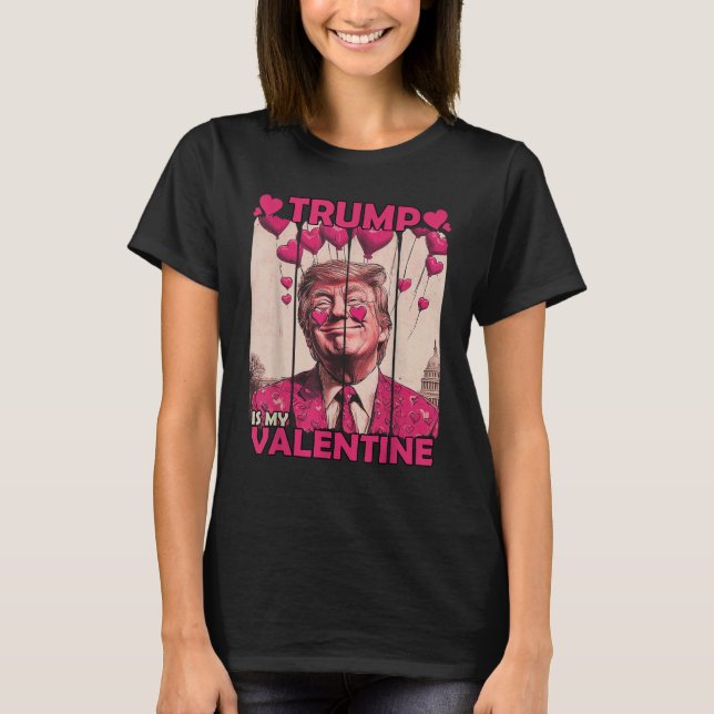 Camiseta Trump É Meu Namorados Engraçado com Corações (Frente)