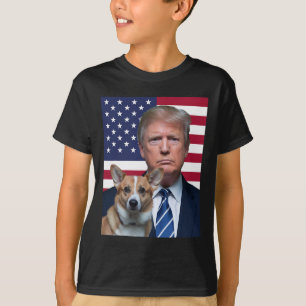 Camiseta Trump E Pembroke Welsh Corgi Dog Usa Flag Electi