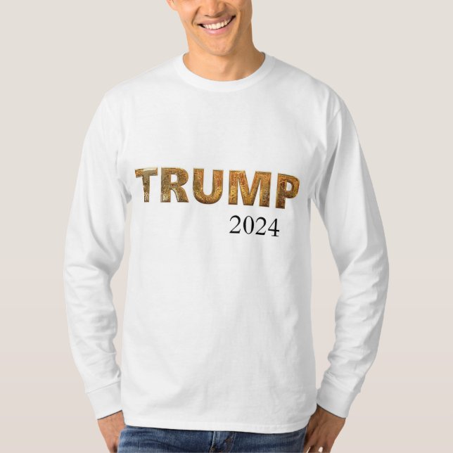 Camiseta Trump, Eleição 2024, T-Shirt de Longa Distância Br (Frente)