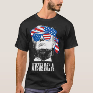 Camiseta Trump Em 4 De Julho, Homens De Bandeira Americanos