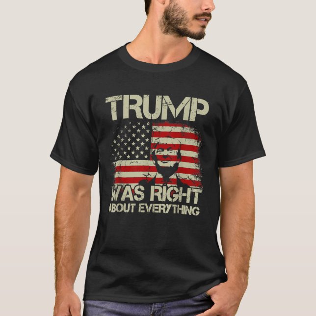 Camiseta Trump estava certo sobre tudo que era bandeira ame (Frente)
