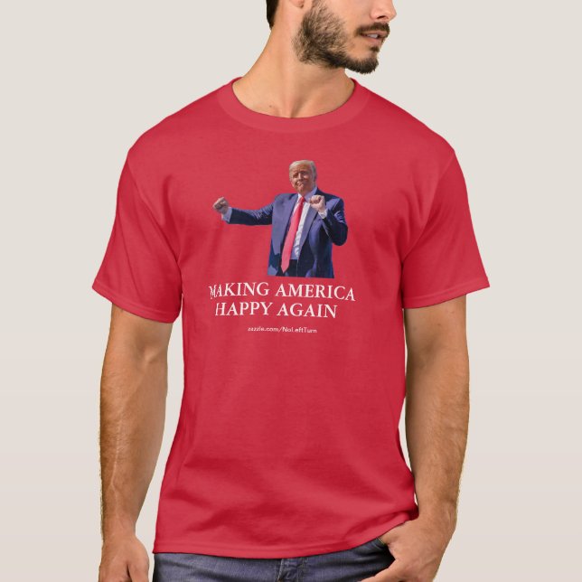 Camiseta Trump Fazer America Happy Novamente (Frente)
