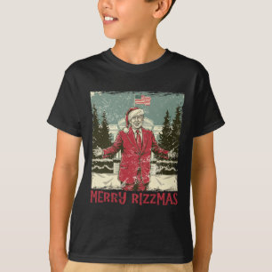 Camiseta Trump Feliz Rizzmas Engraçado Dança Humorística Ch