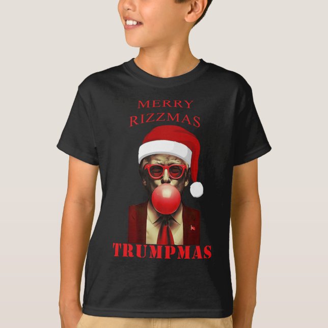 Camiseta Trump Feliz Rizzmas Trumpmas Engraçado Bubbbb de N (Frente)
