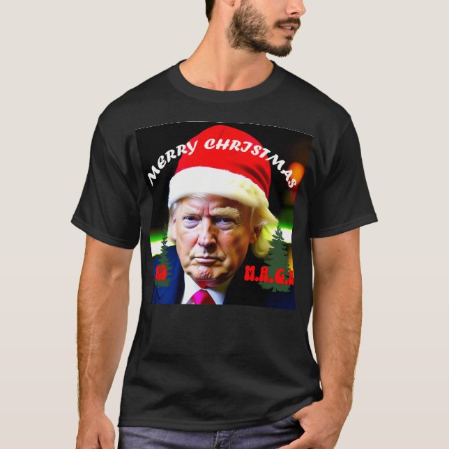 Camiseta Trump Felry Christmas Ultra Maga Classic (Frente)