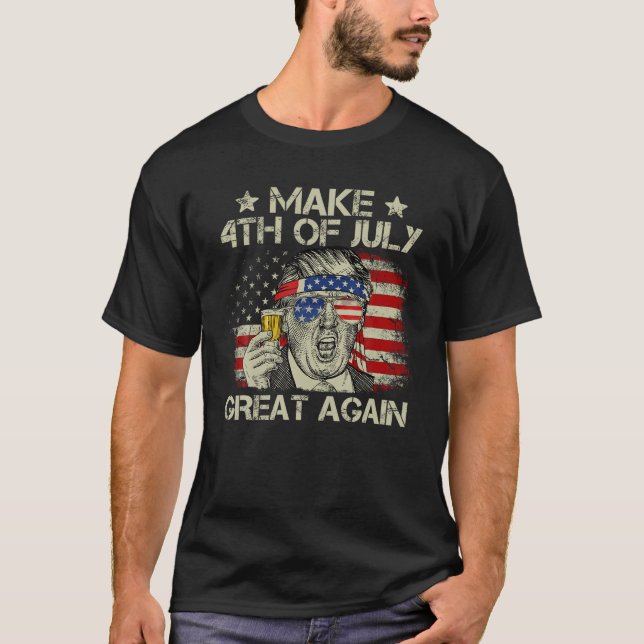 Camiseta Trump fez Excelente de 4 de julho novamente Merica (Frente)