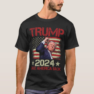 Camiseta Trump Fist Pump Disparado No Trump 2024 Sobrevive