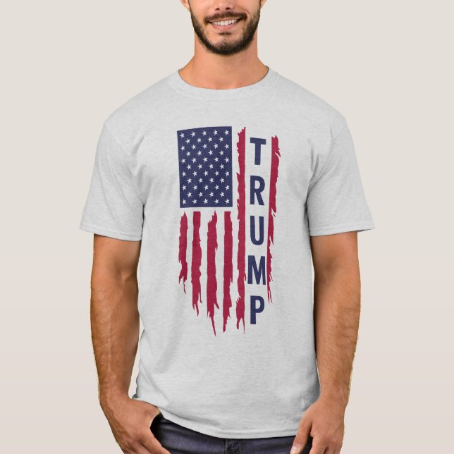 Camiseta Trump Flag Tee" - Apoiante Patriótico (Frente)