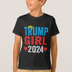 Camiseta Trump Girl 2024 Cute Trump Flag Mulheres Meninas C