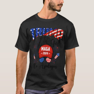 Camiseta Trump Girl Americana Sem Desculpas Para Mulheres H