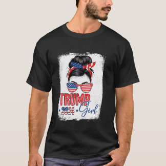 Camiseta Trump Girl Engraçado Mensagem Bun Trump 2024 Eleiç