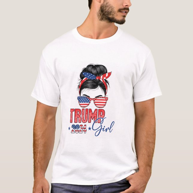 Camiseta Trump Girl Funny Messy Bun (Frente)