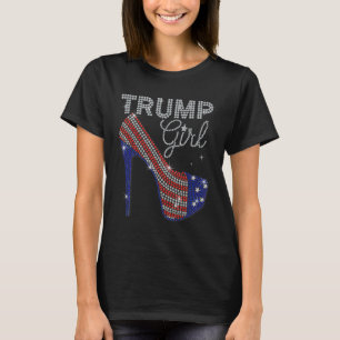 Camiseta Trump Girl High Heel Faux Rhinestone Votação Na Ba