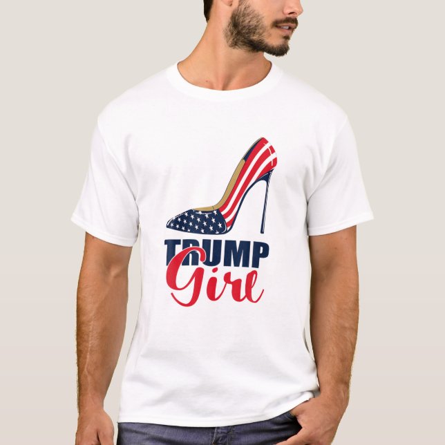 Camiseta Trump Girl Stilettos High Heel American Flag Trump (Frente)