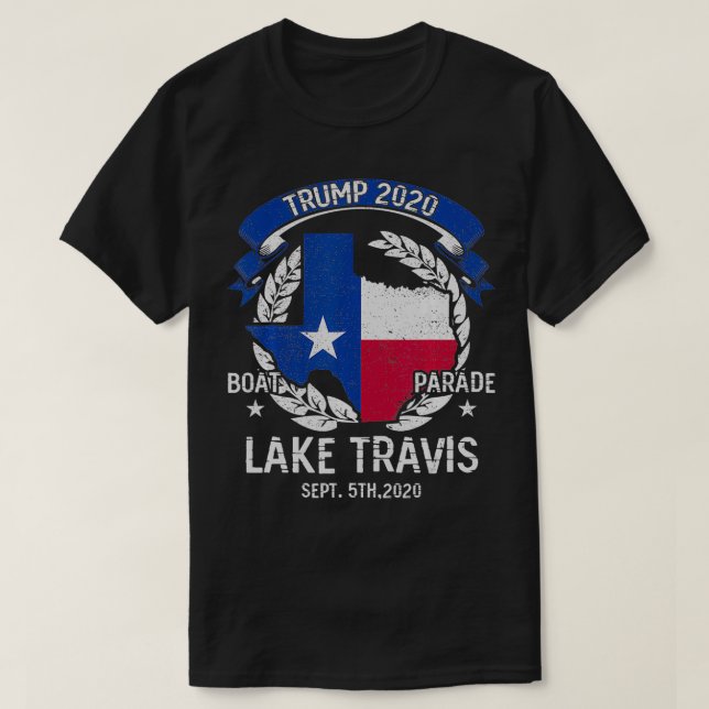 Camiseta Trump Lake Travis 2020 Boat Parade (Frente do Design)