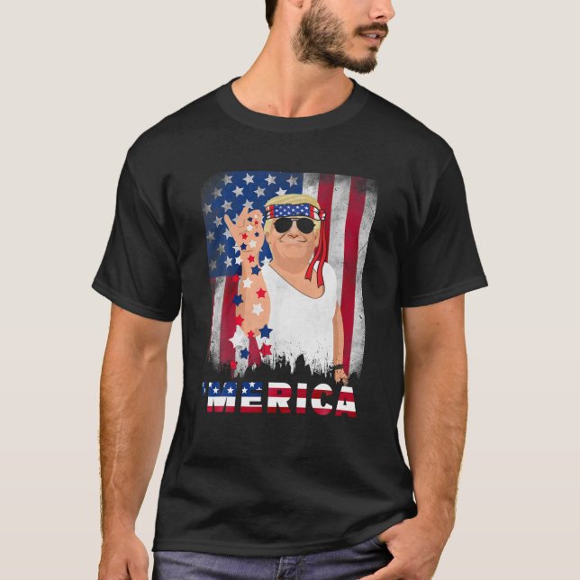 Camiseta Trump Merica Bae Salt Sprinkle American Flag Patri (Frente)