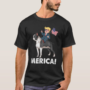 Camiseta Trump Merica Boston Terrier Dog American Hero 4Th
