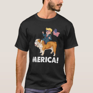 Camiseta Trump Merica English Bulldog Dog American Hero 4º