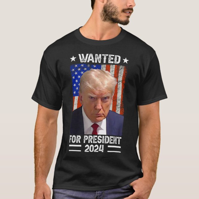 Camiseta Trump Mug Shot Desejado Para Os Eua. Presidente 20 (Frente)