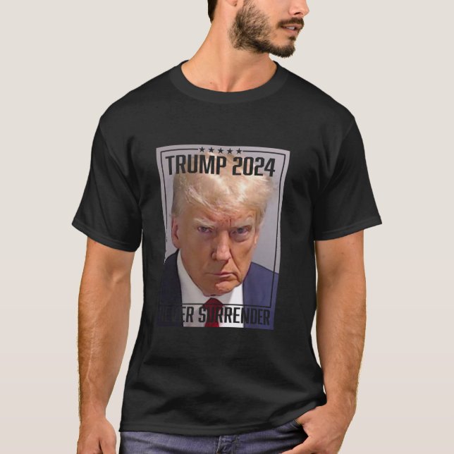 Camiseta Trump Mug Shot Vote Trump 2024 Mugshot Nunca Surpr (Frente)