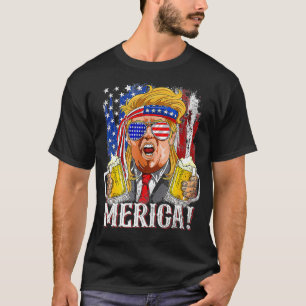Camiseta Trump Mullet 4 de julho EUA Flag Merica