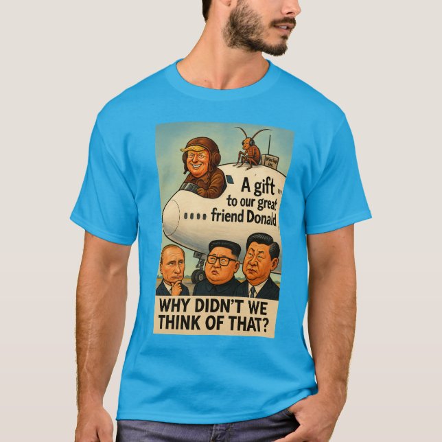 Camiseta Trump na cabine de avião "dotado" aos EUA. (Frente)