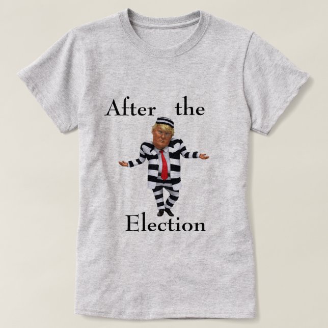 Camiseta Trump na prisão Veste T-Shirt (Frente do Design)