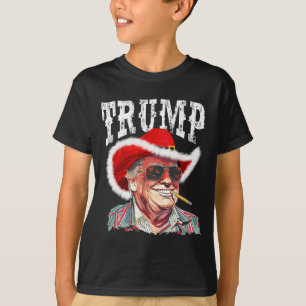 Camiseta Trump Papai Noel Chapéu de Cowboy Natal Texas Ocid