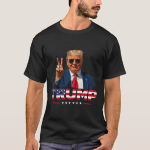 Camiseta Trump Peace Sign Hand Usa Flag Trump 2024