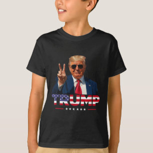 Camiseta Trump Peace Sign Hand Usa Flag Trump 2024