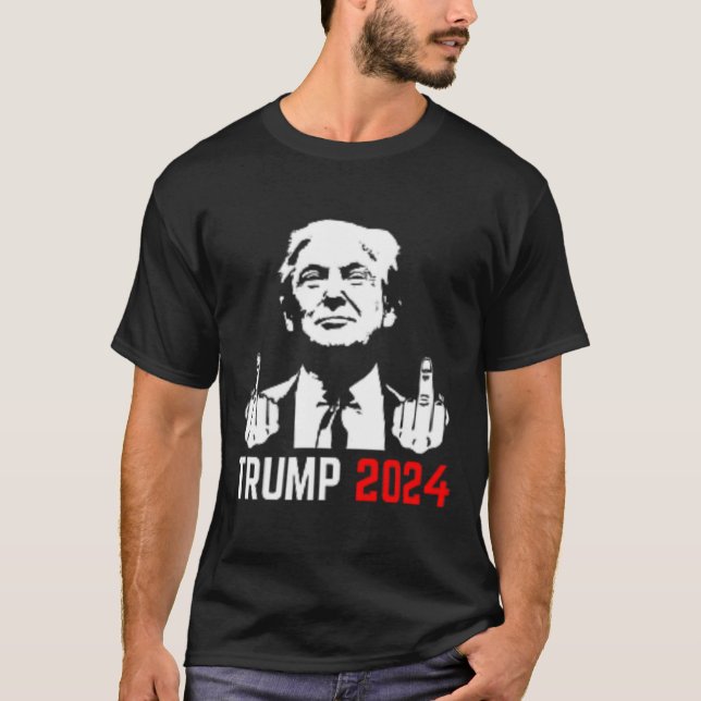 Camiseta Trump Prende Os Dedos De 2024 América Usa Flagaind (Frente)