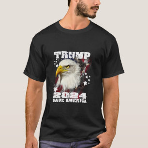 Camiseta Trump Presidente 2024 Save America USA Eagle Flag