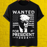 Camiseta Trump queria o presidente 2024 Nunca se render<br><div class="desc">Trump queria presidente 2024 Nunca rende T-Shirt</div>
