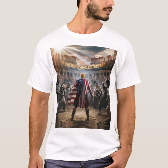 Camiseta Trump representado como um gladiador em um antigo  (Frente)