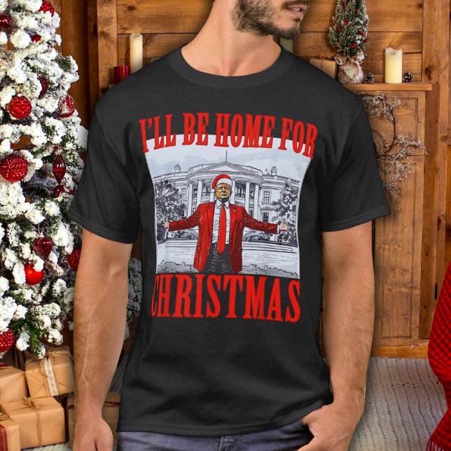 Camiseta Trump Santa Hat | Eu estarei em casa no Natal (Criador carregado)