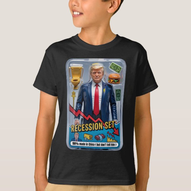 Camiseta Trump Satire Sobrevivido à Recessão Conjunto de Aç (Frente)