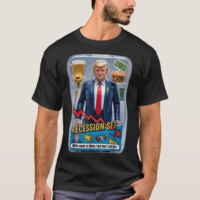 Camiseta Trump Satire Sobrevivido à Recessão Conjunto de Aç (Frente)