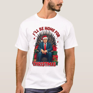Camiseta Trump Sentando Na Cadeira Eu Estarei Em Casa No Na
