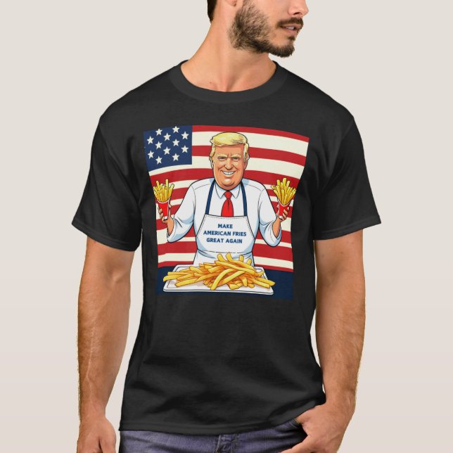 Camiseta Trump Servindo Mcdonalds Fries (Frente)