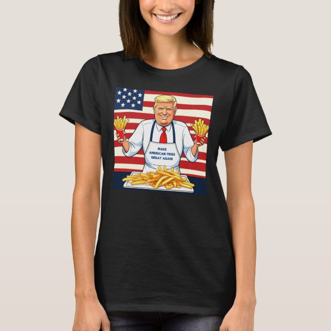 Camiseta Trump Servindo Mcdonalds Fries (Frente)