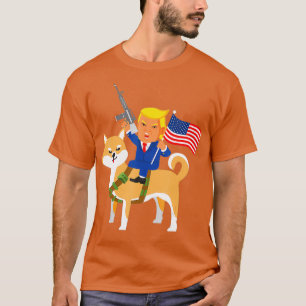 Camiseta Trump Shiba Inu Gun Merica 2020 Eleição Donald Do