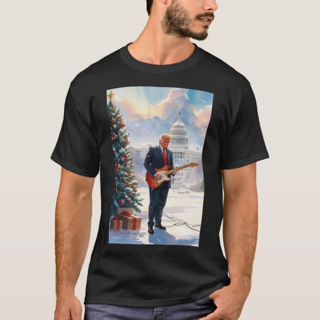 Camiseta Trump tocando guitarra elétrica Natal Capitólio do (Frente)
