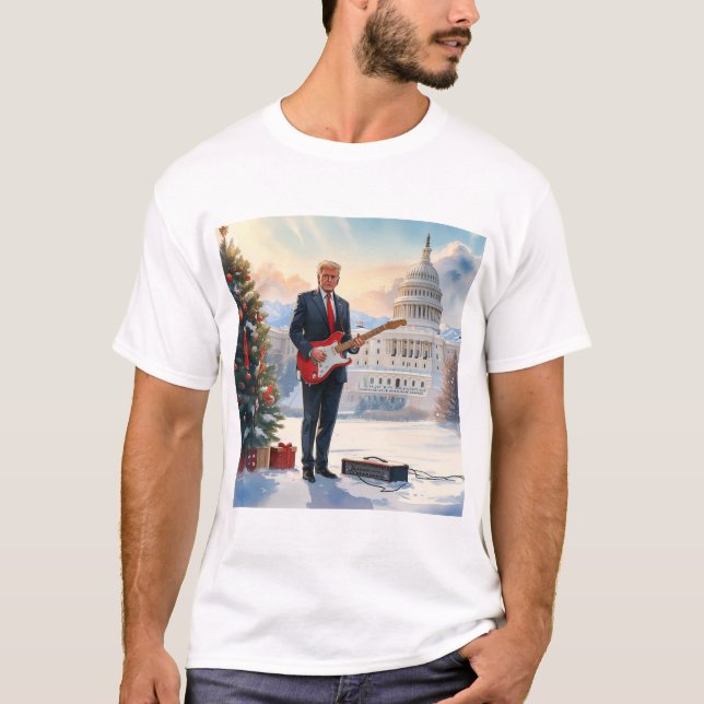 Camiseta Trump tocando guitarra elétrica Natal Capitólio do (Frente)